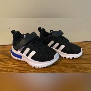 Adidas Kids Black Sneakers with White Stripes